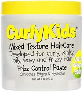 CurlyKids Frizz Control Paste - Anti-Frizz Styling Paste for Curly, Kinky, Coily & Mixed-Texture Hair - Smooth Edges, Tame Flyaways, Maximum Moisture, No Sticky Residue Formula for Kids Haircare, 6oz