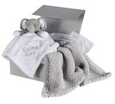 Personalised Baby Gift Set Grey Embroidered Elephant Comforter & Blanket Personalised Baby Gifts