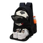 Whackk Strike Black 32L Football Basketball Volleyball Kitbag Shoe Ball Separate Pockets Equipment Bag Backpack|Soccer Bag|Boys Kids Adult Men|Mesh Shoe Ball Pocket|Bottle Holder| Easy Access Pocket