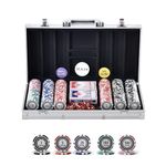 VEVOR Poker Chip Set, 300-Piece Poker Set, Complete Poker Playing Game Set with Aluminum Carrying Case, 11.5 Gram Casino Chips, Cards, Buttons and Dices, for Texas Hold'em, Blackjack, Gambling