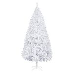 7ft White Christmas Tree, Artificial Xmas Christmas Tree with 950 Tips, Solid Metal Legs, Christmas Decorations for Indoor Outdoor 2.1m