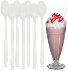 MT Products Long Plastic Sundae Spoon (50 Pack) | Long 8 Inch Iced Tea Disposable Spoons Great for Drinks, Cocktails, Desserts, Milkshakes, Ice Cream and Root Beer Floats