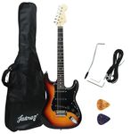 JUAREZ JRZ-ST01-3TS, 6 Strings Linden Wood Electric Guitar, Right Handed with Bag/Case, 2 x Picks (3TS Sunburst, 38 Inches)