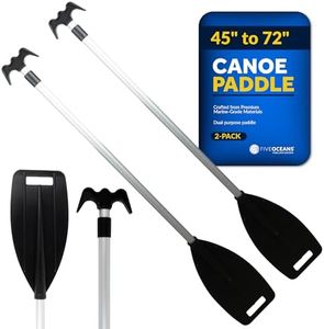 Five Oceans Canoe Paddle, 2-Pack Telescoping Canoe Paddles and Boat Hook, Black, Extend from 3.75 Ft. (45-inch) to 6 Ft.(72-inch), Aluminum Shaft, Reinforced Blade & Hook, Lightweight - FO1885-M2
