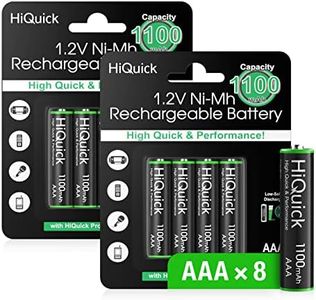 HiQuick AAA Rechargeable Batteries 1100mAh, 8 AAA Rechargeable Battery 1.2V High Performance, Retailer Package