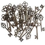 Antique Bronze Finish Skeleton Keys Rustic Key for Wedding Decoration Favor, Necklace Pendants, Jewelry Making (Black, 30Pcs)