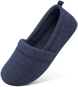 HomeTop Women's Comfy Loafer Slippers Lightweight Memory Foam Non-slip Indoor House Shoes (6 B(M) US, Navy Blue)