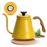 harriet Gooseneck Kettle, 37oz Pour Over Kettle Stove Top, Stainless Steel Coffee kettle with Thermometer, Tea Kettle with 3-Layer Base, Anti-Hot Handle, for Drip Coffee & Tea