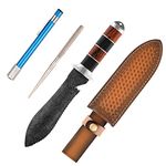 MINAMINO Outdoor Multipurpose Knife with Gradation Mark for Weeding Digging Cutting Planting with Delicate Thick Leather Sheath, Ergonomic Handle