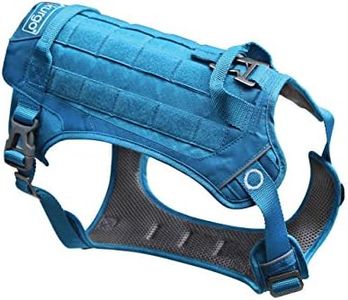 Kurgo RSG Dog County Harness, Comfortable Padded Dog Hiking Harness, Adjustable, MOLLE Compatible, Large-Coastal Blue