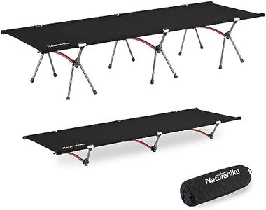 Naturehike Folding Camping Cot, Portable Camping Cot Bed for Adults, Compact for Outdoor & Indoor use, Camping, Hiking, Lightweight, Heavy Duty Support 330 Lbs-Black