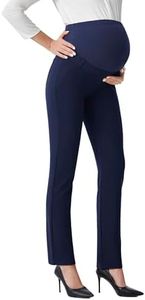 AFITNE Women’s Maternity Pants Over The Belly Stretchy Maternity Yoga Dress Pants with Pockets Pregnancy Work Slacks 29" Navy XL