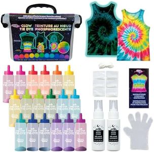 Tulip Glow Tie-Dye Tub, Design Your Looks, Add Glow Effects to Your Favorite Colors, Includes 18 Easy-Squeeze Dye Bottles, Glow Pigments, Mixers, Storage Box, All-in-One Party Activity Kit, 77 Pieces