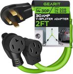 GEARit 30 Amp Dryer Y Splitter to RV/EV (NEMA 14-30P Male Plug to 14-30R / 14-50R Female Receptacle) 4-Prong Adapter Cord - 2.2 Feet