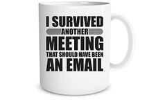 Funchious - I Survived Another Meeting That Should Have Been an Email, Funny Gift Coffee Mug for Boss, Coworker, Colleague