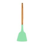 Spatlus Woodtula Silicone Spatula Turner Heat Resistant up to 445°F, Wooden Handle Flexible Non-Stick Non-Scratch Spatula, for Flipping Eggs, Burgers, Pancake, Omelet, Crepes and More 32 cm Green