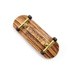 SPITBOARDS 34mm Fingerboard Complete Wood Pro Set-Up (Pre-Assembled, 5-Layers), Pro Trucks, CNC Bearing Wheels, Foam Grip Tape, (Deck: Zebra Wood, Trucks: Gold, Wheels: Brown)