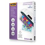 Fellowes A4 Laminating Pouches, Gloss, 80 Micron with Image Last Directional Quality Mark, Pack of 100, transparent