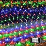 FUNPENY Christmas Net Lights, 12ft x 5ft 360 LED Mesh Decor with 8 Modes Waterproof Connectable Xmas Decorations for Outdoor Outside Bushes Yard Lawn Patio Tree Garden Party (Multi Colored)