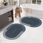 Story@Home Silicone Bathroom Mat Ultra Soft, Rectangular Door Mat Anti-Slip Bath Mat Quick Drying Absorbent Mat for Home and Kitchen 40 X 60 Cm, Navy Blue, Pack of 2