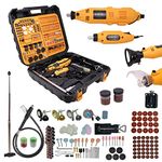 MAF PRO MG350S 350PCS Die Grinder Kit | 130W Corded + 12V Mini Rotary Tool | 8,000-30,000 RPM Variable Speed | Quick-Change Collet | Flexible Shaft | Precision Rotary Tool Kit with Carry Case
