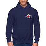 England Hoodie for Men Football 2021 Rugby Cricket Supporters Hooded Sweatshirt Embroidered Badge Crest Flag Lions, L, Navy