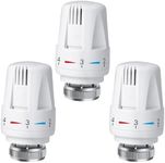 Swetup Trv Thermostatic Radiator Valve, 3 Pieces Thermostatic Valves Head Only, Radiator Thermostat Head M30 x 1.5, Standard Radiator Valves Replacement Head for Home Office, White