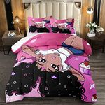 Black Girl Comforter Set, Black Girl Magic Comforter Set Queen Bed Bedding Sets Cute Teenage Girl Bedding Pink African American Pattern Soft Microfiber 3 Piece Quilt Set, 1 Comforter + 2 Pillowcase