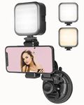 BozenTek Mirror Phone Mount, Suction Cup Phone Mount with Light, Travel Wall Phone Camera Mount for Makeup Content Creator, Mirror Tripod for Smooth Surface