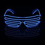 ZFVEN Light Up EL Wire Neon Shutter Glasses Shutter Flashing Sunglasses Kids Party Favors DJ Costumes for EDM, Halloween, Christmas, Birthday Party Decoration (Blue)