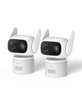 eufy Wired Cam C31 2-Pack, 360° Coverage with Pan and Tilt, Indoor and Outdoor, Dual Antenna, Color Night Vision, Local Storage, No Monthly Fee, AI Human/Vehicle/Pet/Cry Detection, 24/7 Recording
