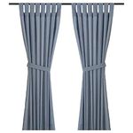 IKEA Little Loved Corner Ditte Curtains with Tie-Backs, 1 Pair, Light Blue, 145x150 cm