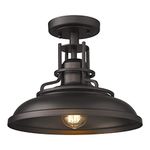 FEMILA 1-Light Semi Flush Mount Light Fixture, 12 inch Farmhouse Ceiling Light Fixture for Hallway, Porch, Laundry, Foyer, Oil Rubbed Bronze Finish, 4FY15-F ORB