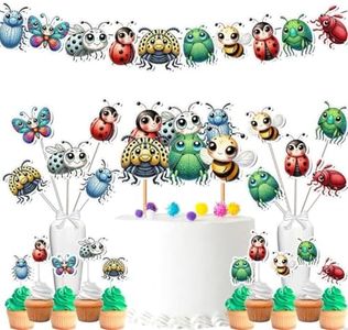 Adorable Bug-Themed Cake Topper Set - Vibrant and Colorful Insect Decorations for Kids Birthday Parties, Baby Showers, and Garden Events