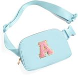 Gitus Gifts for 7 8 9 10 11 Year Old Girls Belt Bag Fanny Pack Crossbody Bags with Initial Letter Patch Birthday Gifts for Daughter Sister Friends Teen girls (Icing Blue-A)