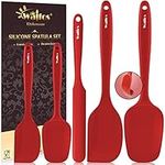 Walfos Silicone Spatula Set, Heat Resistant Kitchen Silicone Scraper Spatulas, Strong Steel Core and One-Pieces Seamless Design, Perfect for Cooking Mixing & Baking - BPA Free, 5-Piece (Red)