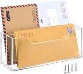 BEYGORM Acrylic Mail Organizer Wall Mounted, Hanging Letter Holder with 2 Slots for #10 Envelopes, Desk Organizer Basket for Table Home Office