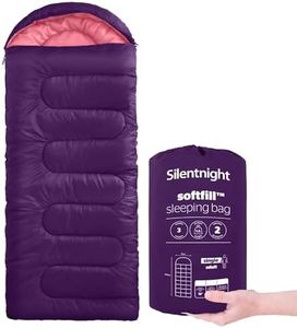 Silentnight Sleeping Bag for Adults - 3 Season Lightweight Soft Thick Cosy Warm Mummy Sleeping Bag for Spring Summer Camping Hiking Outdoor Travel for Warm and Cold Weather - Purple