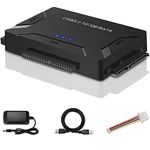 USB 3.0 to IDE/SATA Converter Hard Drive Adapter with Power Switch for 2.5"/3.5"SATA HDD/SSD & IDE HDD Drives Optical Drive, Support 6TB, Include 12V 2A Power Adapter & USB 3.0 Cable