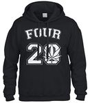 Cybertela Four 20 Marijuana Weed 420 Sweatshirt Hoodie Hoody (Black, Large)