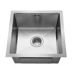 Youyijia Kitchen Sink Square Inset Stainless Steel Single Bowl Undermount Kitchen Sink with Drainer Waste for Utility Rooms Kitchens Bars Pubs 430mm x 430mm x 210mm