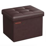 SONGMICS Storage Ottoman, Foldable Small Ottoman Foot Rest, 31 x 41 x 31 cm Foot Stool, Cube Ottoman with Storage, Load up to 130 kg, for Living Room, Bedroom, Entryway, Chestnut Brown LSF100K52