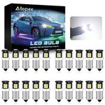 Alopee 20 Pack 1895 Led Bulb White 6500K 1815 Bulb DC 12V 755 Bulb LED Replacement BA9S Led Bulb for BA9 53 57 64111 756 1893 1895 Car Interior Dash Lights Map Light Dome Light Door Light Trunk Light