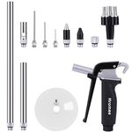 Hromee 12 Piece High Flow Air Blow Gun Kit with Safe and Quiet Flow Nozzle Rubber Tip 6/12 Inch Extension Tube Chip Guard and Needles Aluminum Air Duster Gun 120PSI