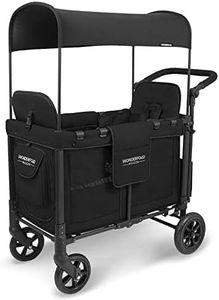 WONDERFOLD W2 Double Stroller Wagon – 2 Face-to-Face Seats, UV Canopy, Black