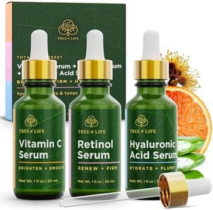 Tree of Life Beauty Facial Skin Care Set, Brightening, Firming, Hydrating, Dry Face, Dermatologist Tested - Trio Power Kit, Vitamin C, Retinol and Hyaluronic Acid, 3 count of 1 Fl Oz