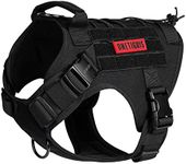 OneTigris Tactical Dog Harness Vest with Handle, Military Dog Harness for Large Medium Dogs,No-Pull Service Dog Vest,Adjustable Dog Vest Harness for Walking Hiking Training (L, Black)