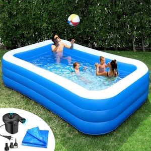 Inflatable Pool for Adults 10' x 6' - Bundle (Ground Tarp and Electric Pump Included) - Easy Setup