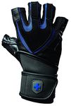 Harbinger Training Grip Wristwrap Gloves, Heavy lifting gloves for more palm protection and wrist stability, Unisex, Large, Black