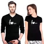 Royal Dj Fashion Couple T shirts Love Printed Matching Tees Valentine Gift for Couples/Couples Matching T shirts/Lovers/V Neck Women Black Cotton T shirt for couples/Full sleeve T shirt